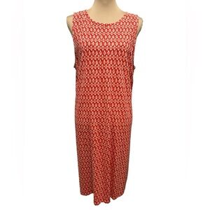 J.Jill Women’s Size Large Casual Sleeveless Orange Geometric Print Cotton Dress